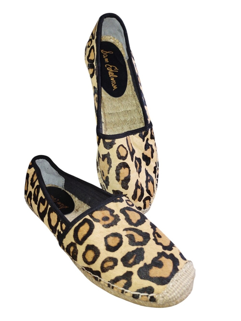 Sam Edelman Size 8 Lynn Leopard Cow Fur Flat Espadrille Shoes